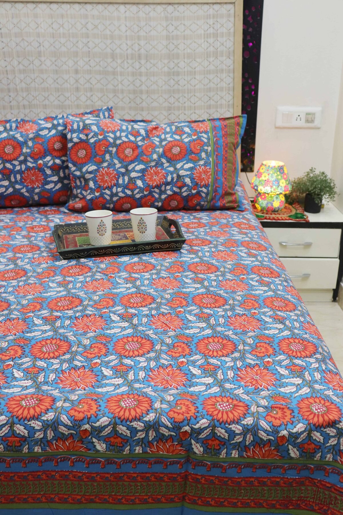 Hand Block Printed Pure Cotton Double Bedsheet