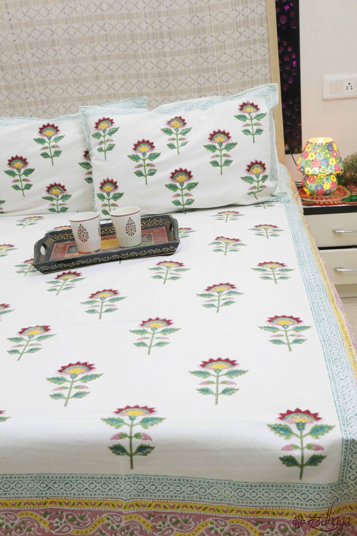 Sanganeri Hand Block Printed Pure Cotton Double Bedsheet