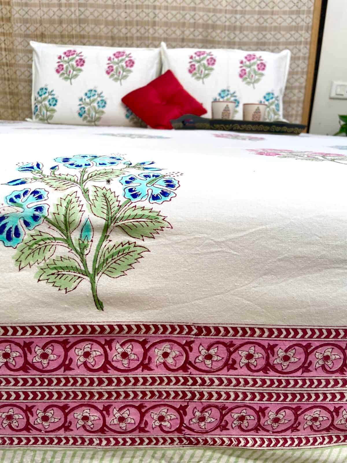 Sanganeri Handblock Printed Double Bedsheet 1d scaled