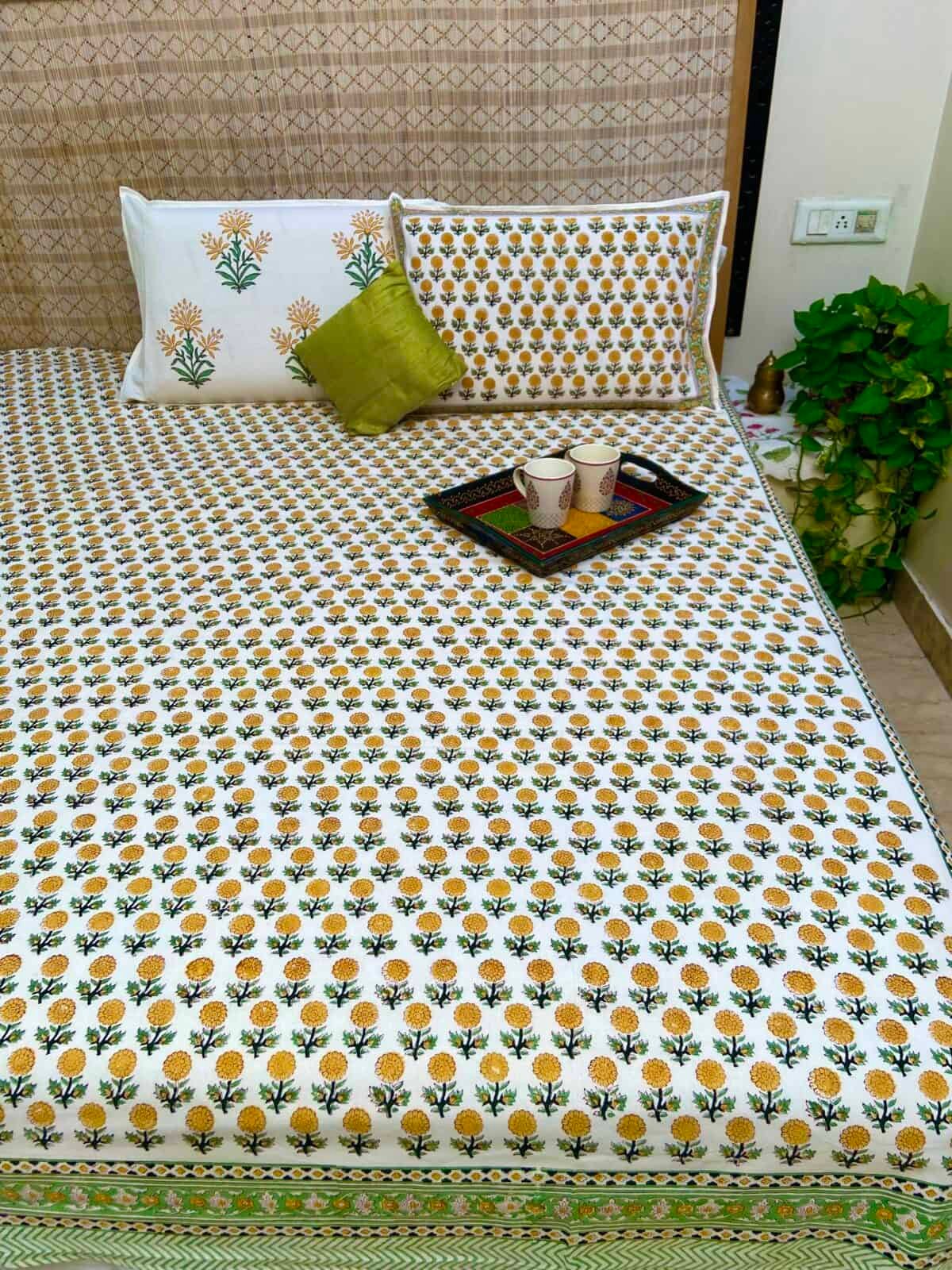 Sanganeri Hand Block Printed Pure Cotton Double Bedsheet