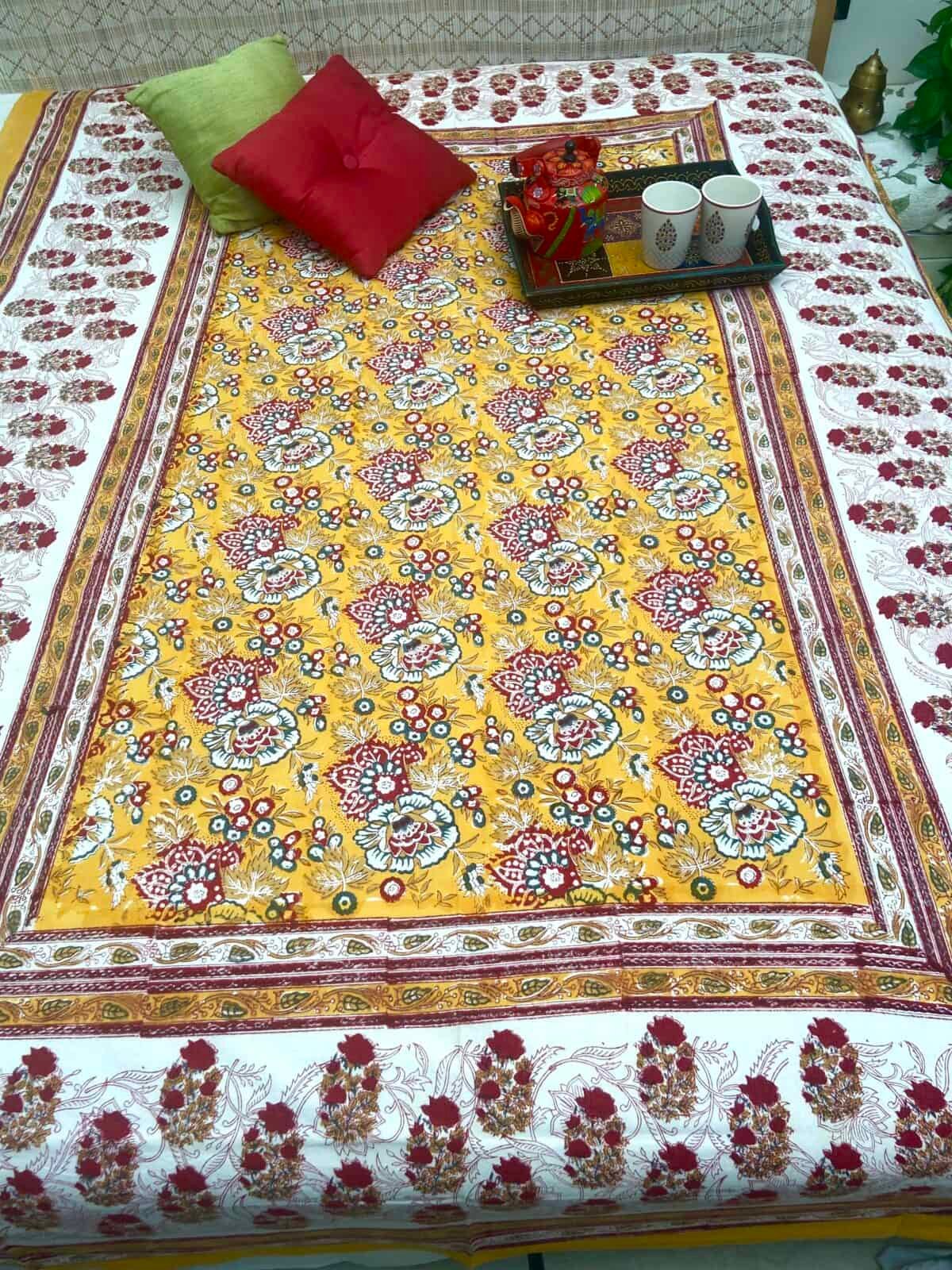 Sanganeri Handblock Printed Single Bedsheet 10a scaled