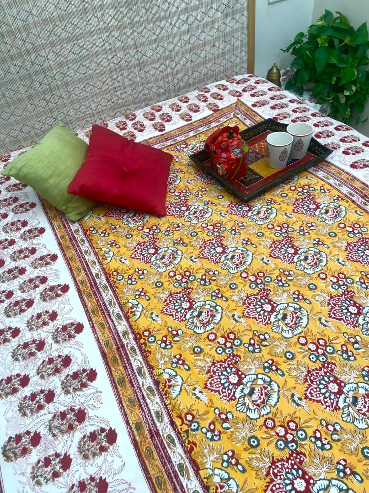 Sanganeri Handblock Printed Single Bedsheet 10b scaled