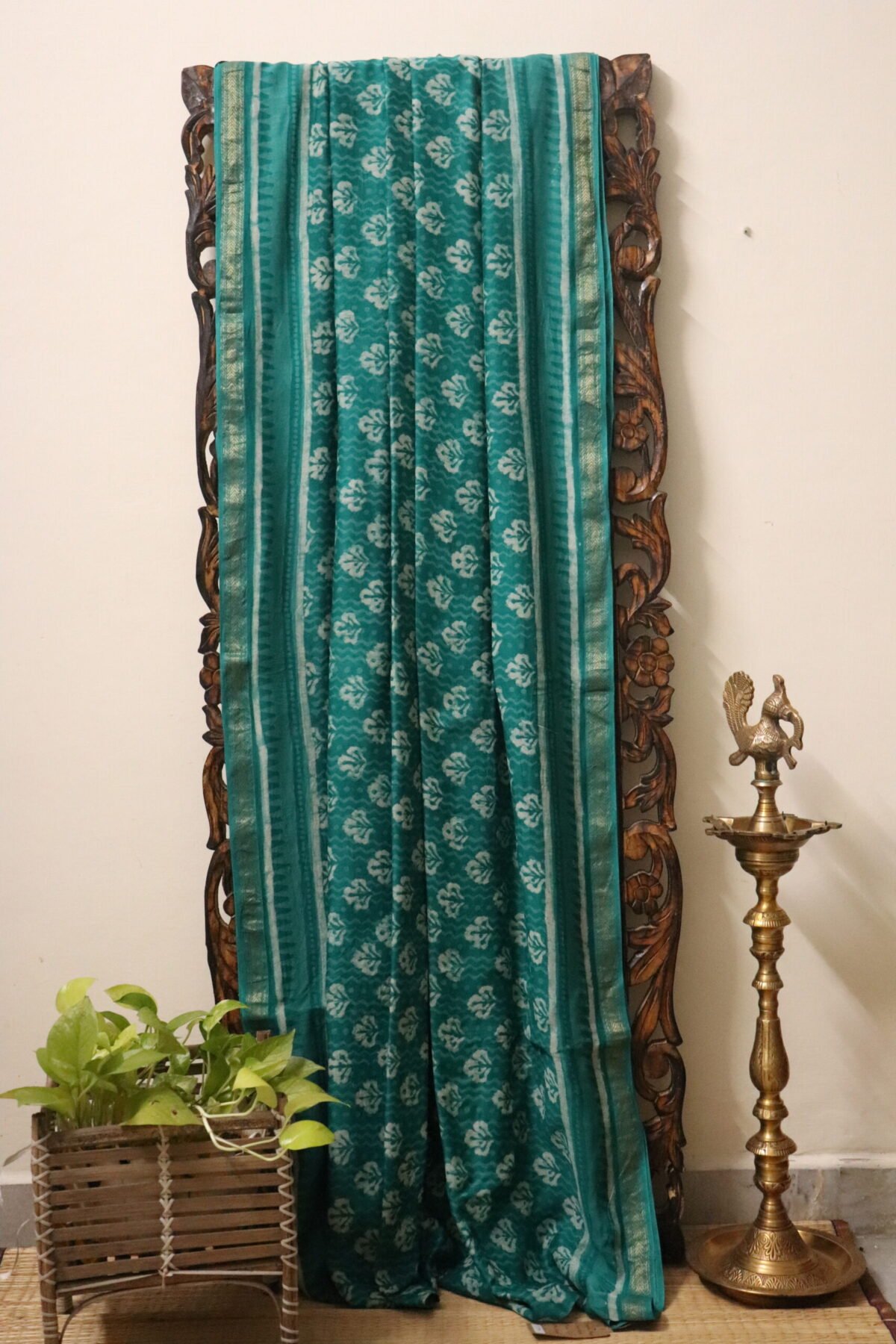 Dabu Hand Block Printed saree