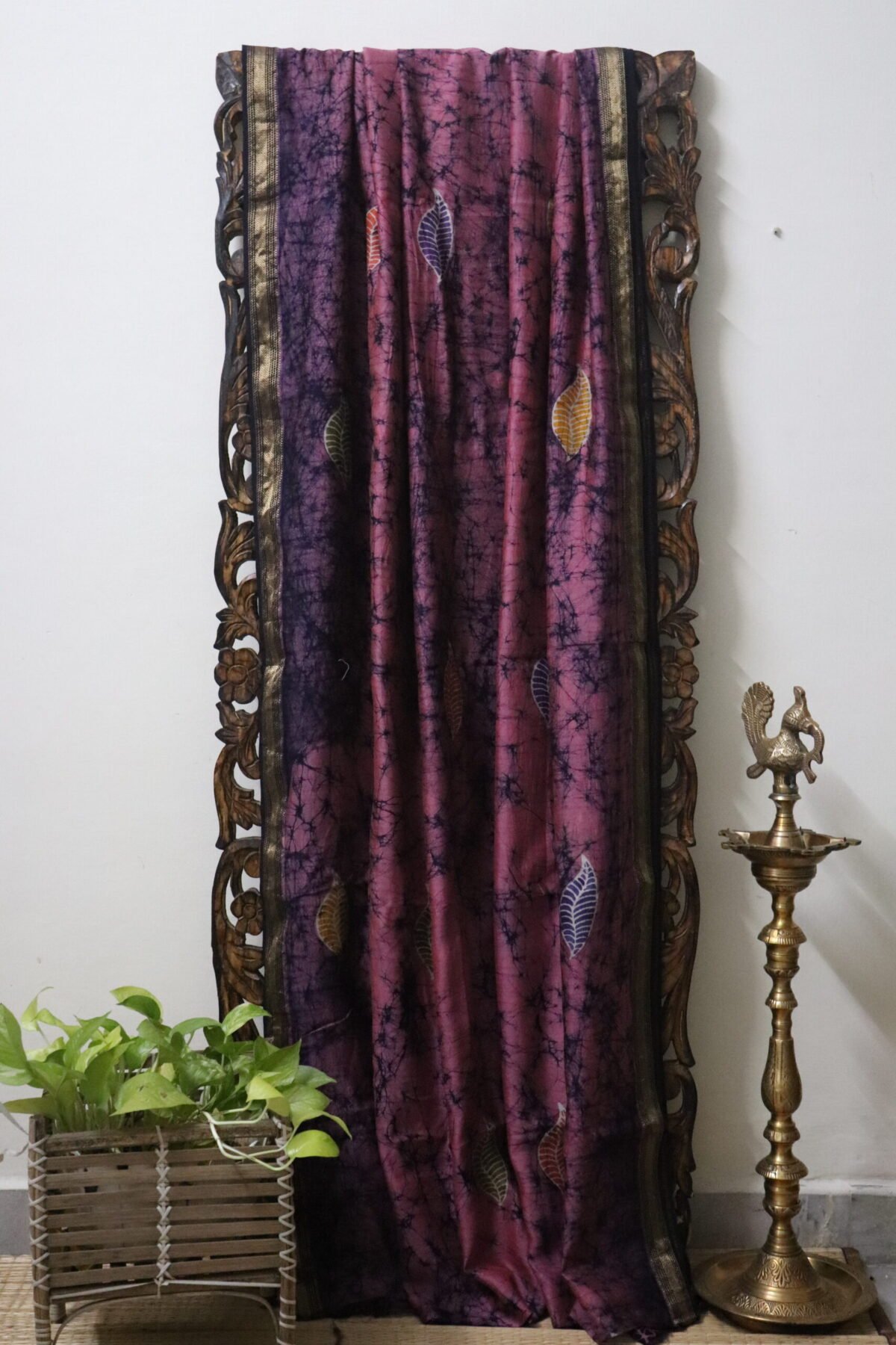 Batik Handblock printed Maheshwari Silk Saree